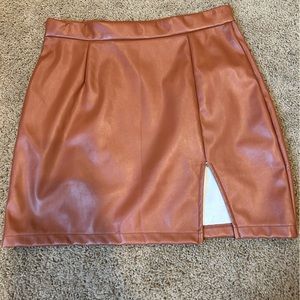 Leather mini skirt